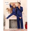 image:imageSWOMOG Matching Family Pajamas Set Women amp Men amp Kids Silk Satin Pjs 2 Pcs Long Sleeve Button Down Sleepwear with 2 PocketsDeep Navy Blue