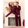image:imageSWOMOG Matching Family Pajamas Set Women amp Men amp Kids Silk Satin Pjs 2 Pcs Long Sleeve Button Down Sleepwear with 2 PocketsDeep Wine Red