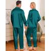 image:imageSWOMOG Matching Family Pajamas Set Women amp Men amp Kids Silk Satin Pjs 2 Pcs Long Sleeve Button Down Sleepwear with 2 PocketsGreen