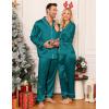 image:imageSWOMOG Matching Family Pajamas Set Women amp Men amp Kids Silk Satin Pjs 2 Pcs Long Sleeve Button Down Sleepwear with 2 PocketsGreen