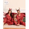 image:imageSWOMOG Matching Family Pajamas Set Women amp Men amp Kids Silk Satin Pjs 2 Pcs Long Sleeve Button Down Sleepwear with 2 PocketsKids Christmas Red Plaid 150Age for 1213Y