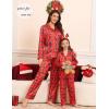 image:imageSWOMOG Matching Family Pajamas Set Women amp Men amp Kids Silk Satin Pjs 2 Pcs Long Sleeve Button Down Sleepwear with 2 PocketsKids Christmas Red Plaid 150Age for 1213Y