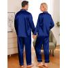 image:imageSWOMOG Matching Family Pajamas Set Women amp Men amp Kids Silk Satin Pjs 2 Pcs Long Sleeve Button Down Sleepwear with 2 PocketsNavy Blue