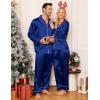 image:imageSWOMOG Matching Family Pajamas Set Women amp Men amp Kids Silk Satin Pjs 2 Pcs Long Sleeve Button Down Sleepwear with 2 PocketsNavy Blue