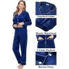 image:imageSWOMOG Matching Family Pajamas Set Women amp Men amp Kids Silk Satin Pjs 2 Pcs Long Sleeve Button Down Sleepwear with 2 PocketsNavy Blue