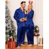 image:imageSWOMOG Matching Family Pajamas Set Women amp Men amp Kids Silk Satin Pjs 2 Pcs Long Sleeve Button Down Sleepwear with 2 PocketsNavy Blue