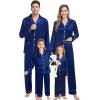 image:imageSWOMOG Matching Family Pajamas Set Women amp Men amp Kids Silk Satin Pjs 2 Pcs Long Sleeve Button Down Sleepwear with 2 PocketsNavy Blue
