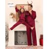 image:imageSWOMOG Matching Family Pajamas Set Women amp Men amp Kids Silk Satin Pjs 2 Pcs Long Sleeve Button Down Sleepwear with 2 PocketsWine Red