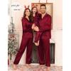 image:imageSWOMOG Matching Family Pajamas Set Women amp Men amp Kids Silk Satin Pjs 2 Pcs Long Sleeve Button Down Sleepwear with 2 PocketsWine Red