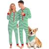 image:imageSWOMOG Matching Family Pajamas Sets Christmas Couple PJs Holiday Onesise Nightwear Household Sleepwear Sets with Pet bibsGreen Stripe