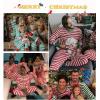 image:imageSWOMOG Matching Family Pajamas Sets Christmas Couple PJs Holiday Onesise Nightwear Household Sleepwear Sets with Pet bibsRed Thick Stripe