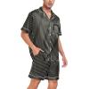 image:imageSWOMOG Men Satin Silk Pajamas Sets Short Sleeve Sleepwear ButtonDown PJs Sets TwoPieces Loungewear with PocketsBlack Stripe Gold