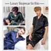 image:imageSWOMOG Men Satin Silk Pajamas Sets Short Sleeve Sleepwear ButtonDown PJs Sets TwoPieces Loungewear with PocketsGreen