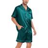 image:imageSWOMOG Men Satin Silk Pajamas Sets Short Sleeve Sleepwear ButtonDown PJs Sets TwoPieces Loungewear with PocketsGreen