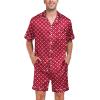 image:imageSWOMOG Men Satin Silk Pajamas Sets Short Sleeve Sleepwear ButtonDown PJs Sets TwoPieces Loungewear with PocketsRed Floral