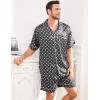 image:imageSWOMOG Men Silk Pajama Set Short Sleeve Satin PJs Sets 2 Piece Button Down Sleepwear Soft Summer Loungewear with PocketsBlack Floral