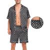 image:imageSWOMOG Men Silk Pajama Set Short Sleeve Satin PJs Sets 2 Piece Button Down Sleepwear Soft Summer Loungewear with PocketsBlack Floral