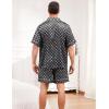 image:imageSWOMOG Men Silk Pajama Set Short Sleeve Satin PJs Sets 2 Piece Button Down Sleepwear Soft Summer Loungewear with PocketsBlack Floral