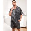 image:imageSWOMOG Men Silk Pajama Set Short Sleeve Satin PJs Sets 2 Piece Button Down Sleepwear Soft Summer Loungewear with PocketsBlack Floral
