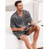 image:imageSWOMOG Men Silk Pajama Set Short Sleeve Satin PJs Sets 2 Piece Button Down Sleepwear Soft Summer Loungewear with PocketsBlack Floral