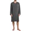 image:imageSWOMOG Mens Nightshirt Long Sleeve Nightgown Soft Loose Sleepwear Comfy Big amp Tall Henley Sleep Shirt for Sleeping SXXLDeep Grey