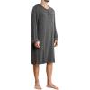 image:imageSWOMOG Mens Nightshirt Long Sleeve Nightgown Soft Loose Sleepwear Comfy Big amp Tall Henley Sleep Shirt for Sleeping SXXLDeep Grey