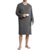 image:imageSWOMOG Mens Nightshirt Long Sleeve Nightgown Soft Loose Sleepwear Comfy Big amp Tall Henley Sleep Shirt for Sleeping SXXLDeep Grey