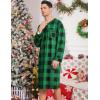 image:imageSWOMOG Mens Nightshirt Long Sleeve Nightgown Soft Loose Sleepwear Comfy Big amp Tall Henley Sleep Shirt for Sleeping SXXLGreen With Black Grid