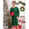 image:imageSWOMOG Mens Nightshirt Long Sleeve Nightgown Soft Loose Sleepwear Comfy Big amp Tall Henley Sleep Shirt for Sleeping SXXLGreen With Black Grid