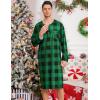 image:imageSWOMOG Mens Nightshirt Long Sleeve Nightgown Soft Loose Sleepwear Comfy Big amp Tall Henley Sleep Shirt for Sleeping SXXLGreen With Black Grid