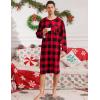 image:imageSWOMOG Mens Nightshirt Long Sleeve Nightgown Soft Loose Sleepwear Comfy Big amp Tall Henley Sleep Shirt for Sleeping SXXLRed With Black Grid