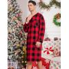 image:imageSWOMOG Mens Nightshirt Long Sleeve Nightgown Soft Loose Sleepwear Comfy Big amp Tall Henley Sleep Shirt for Sleeping SXXLRed With Black Grid