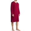 image:imageSWOMOG Mens Nightshirt Long Sleeve Nightgown Soft Loose Sleepwear Comfy Big amp Tall Henley Sleep Shirt for Sleeping SXXLWine Red