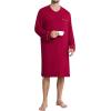 image:imageSWOMOG Mens Nightshirt Long Sleeve Nightgown Soft Loose Sleepwear Comfy Big amp Tall Henley Sleep Shirt for Sleeping SXXLWine Red