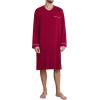 image:imageSWOMOG Mens Nightshirt Long Sleeve Nightgown Soft Loose Sleepwear Comfy Big amp Tall Henley Sleep Shirt for Sleeping SXXLWine Red