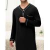 image:imageSWOMOG Mens Nightshirt Long Sleeve Nightgown Soft Loose Sleepwear Lightweight Nightwear Comfy Henley Sleep Shirt M3XLBlack
