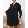 image:imageSWOMOG Mens Nightshirt Long Sleeve Nightgown Soft Loose Sleepwear Lightweight Nightwear Comfy Henley Sleep Shirt M3XLBlack