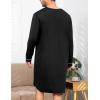image:imageSWOMOG Mens Nightshirt Long Sleeve Nightgown Soft Loose Sleepwear Lightweight Nightwear Comfy Henley Sleep Shirt M3XLBlack