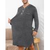image:imageSWOMOG Mens Nightshirt Long Sleeve Nightgown Soft Loose Sleepwear Lightweight Nightwear Comfy Henley Sleep Shirt M3XLDeep Grey