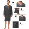 image:imageSWOMOG Mens Nightshirt Long Sleeve Nightgown Soft Loose Sleepwear Lightweight Nightwear Comfy Henley Sleep Shirt M3XLDeep Grey
