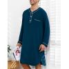 image:imageSWOMOG Mens Nightshirt Long Sleeve Nightgown Soft Loose Sleepwear Lightweight Nightwear Comfy Henley Sleep Shirt M3XLDeep Navy Blue