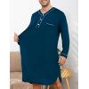 image:imageSWOMOG Mens Nightshirt Long Sleeve Nightgown Soft Loose Sleepwear Lightweight Nightwear Comfy Henley Sleep Shirt M3XLDeep Navy Blue