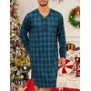 image:imageSWOMOG Mens Nightshirt Long Sleeve Nightgown Soft Loose Sleepwear Lightweight Nightwear Comfy Henley Sleep Shirt M3XLGreen Black Plaid