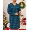 image:imageSWOMOG Mens Nightshirt Long Sleeve Nightgown Soft Loose Sleepwear Lightweight Nightwear Comfy Henley Sleep Shirt M3XLGreen Black Plaid