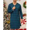 image:imageSWOMOG Mens Nightshirt Long Sleeve Nightgown Soft Loose Sleepwear Lightweight Nightwear Comfy Henley Sleep Shirt M3XLGreen Black Plaid