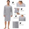 image:imageSWOMOG Mens Nightshirt Long Sleeve Nightgown Soft Loose Sleepwear Lightweight Nightwear Comfy Henley Sleep Shirt M3XLGrey