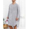 image:imageSWOMOG Mens Nightshirt Long Sleeve Nightgown Soft Loose Sleepwear Lightweight Nightwear Comfy Henley Sleep Shirt M3XLGrey