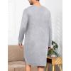 image:imageSWOMOG Mens Nightshirt Long Sleeve Nightgown Soft Loose Sleepwear Lightweight Nightwear Comfy Henley Sleep Shirt M3XLGrey