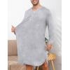 image:imageSWOMOG Mens Nightshirt Long Sleeve Nightgown Soft Loose Sleepwear Lightweight Nightwear Comfy Henley Sleep Shirt M3XLGrey