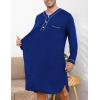 image:imageSWOMOG Mens Nightshirt Long Sleeve Nightgown Soft Loose Sleepwear Lightweight Nightwear Comfy Henley Sleep Shirt M3XLNavy Blue